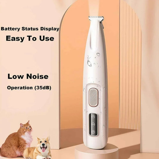 New Dog Paw Trimmer with LED Light Fully Waterproof Pet Hair Trimmer with LED Display Dog Clippers for Grooming 18Mm Widen Blade